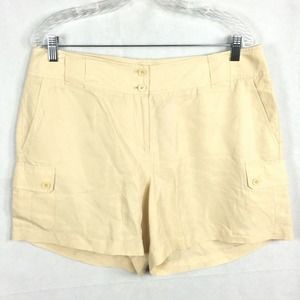 Talbots Shorts Womens Sz 12 Beige 100% Silk‎ Lightweight Cargo Pockets